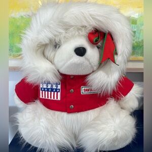Gore Tex Christmas Santa Polar Bear Club 15” Stuffed Animal Red Vintage 80s 1989